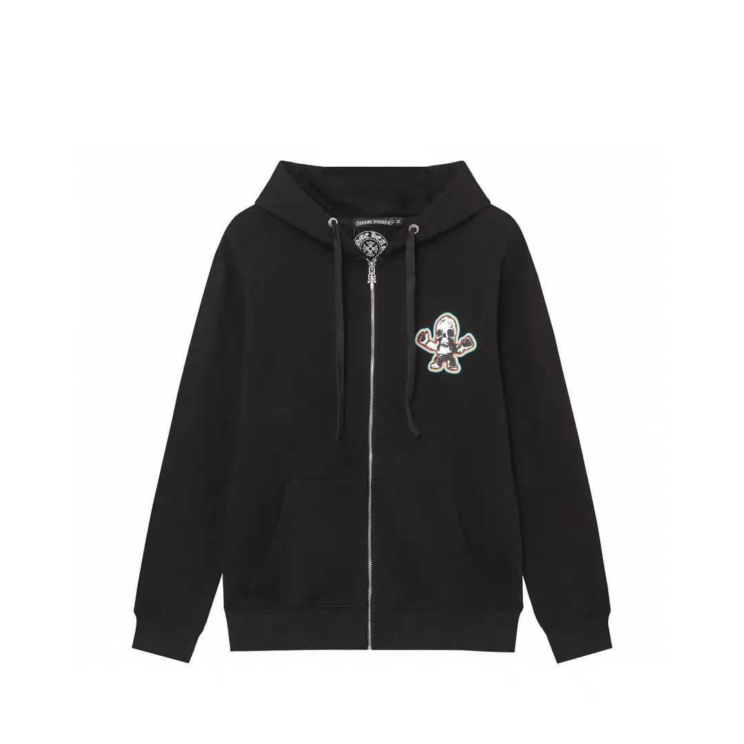 Q19—P230 -Chrome Hearts/Chrome Hearts printed zipper sweatshirt cardigan jacket -420 grams of high-density, high-quality wool, soft, delicate and skin-friendly, soft and silky to the touch, warm and skin-friendly -The hardware zipper accessories are all customized and full of details -Colour: black -Size: S M L XL